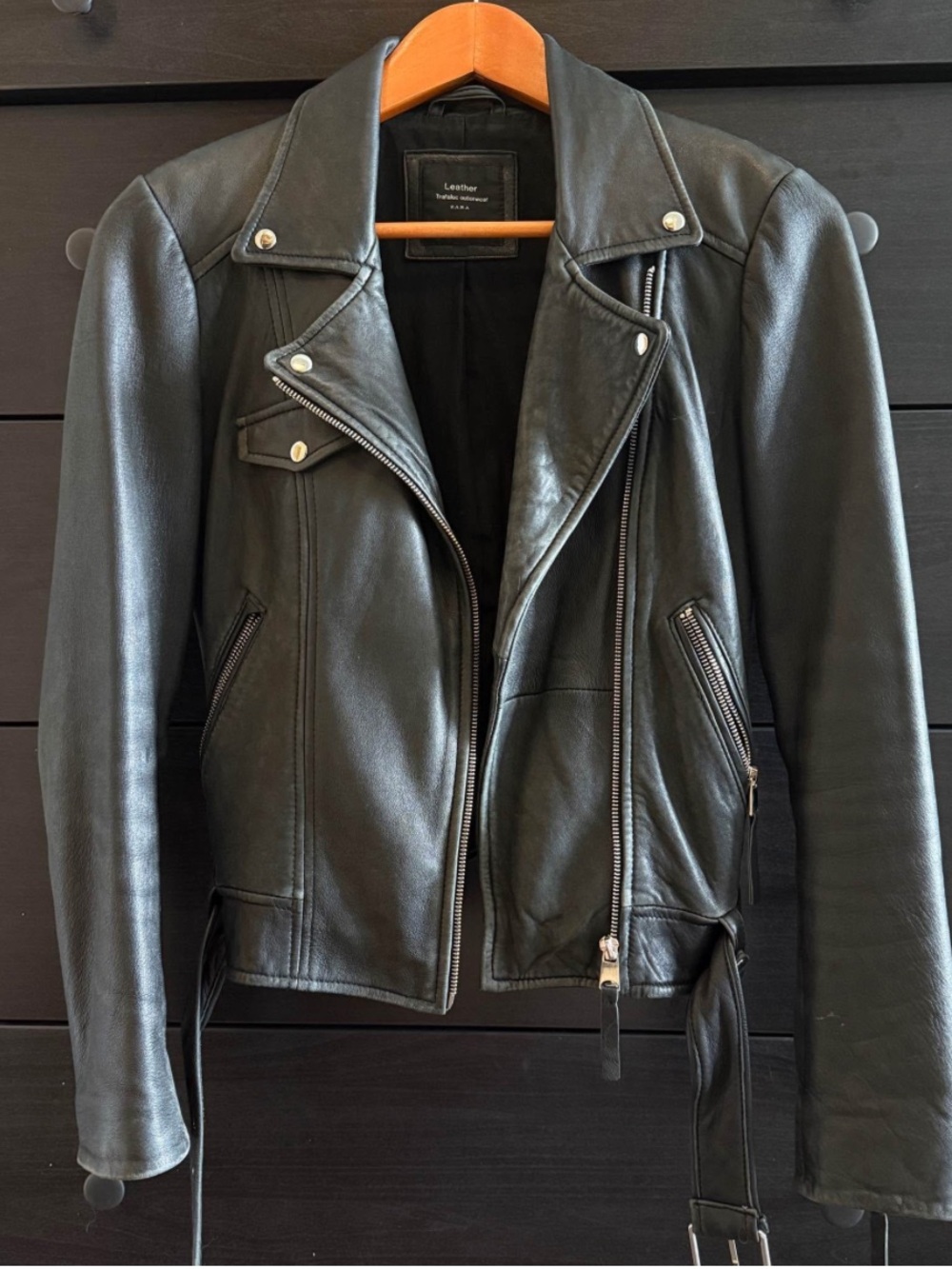 Zara Black Leather Moto Jacket - Women's XS
